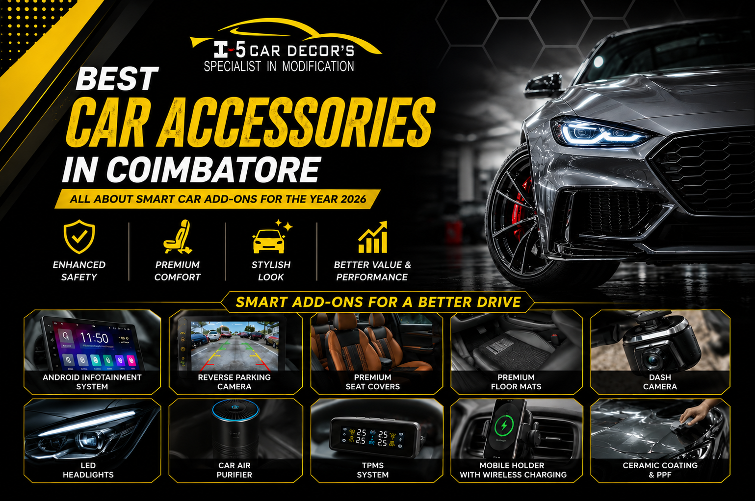 Best Car Accessories in Coimbatore – All about Smart Car Add-Ons for the Year 2026