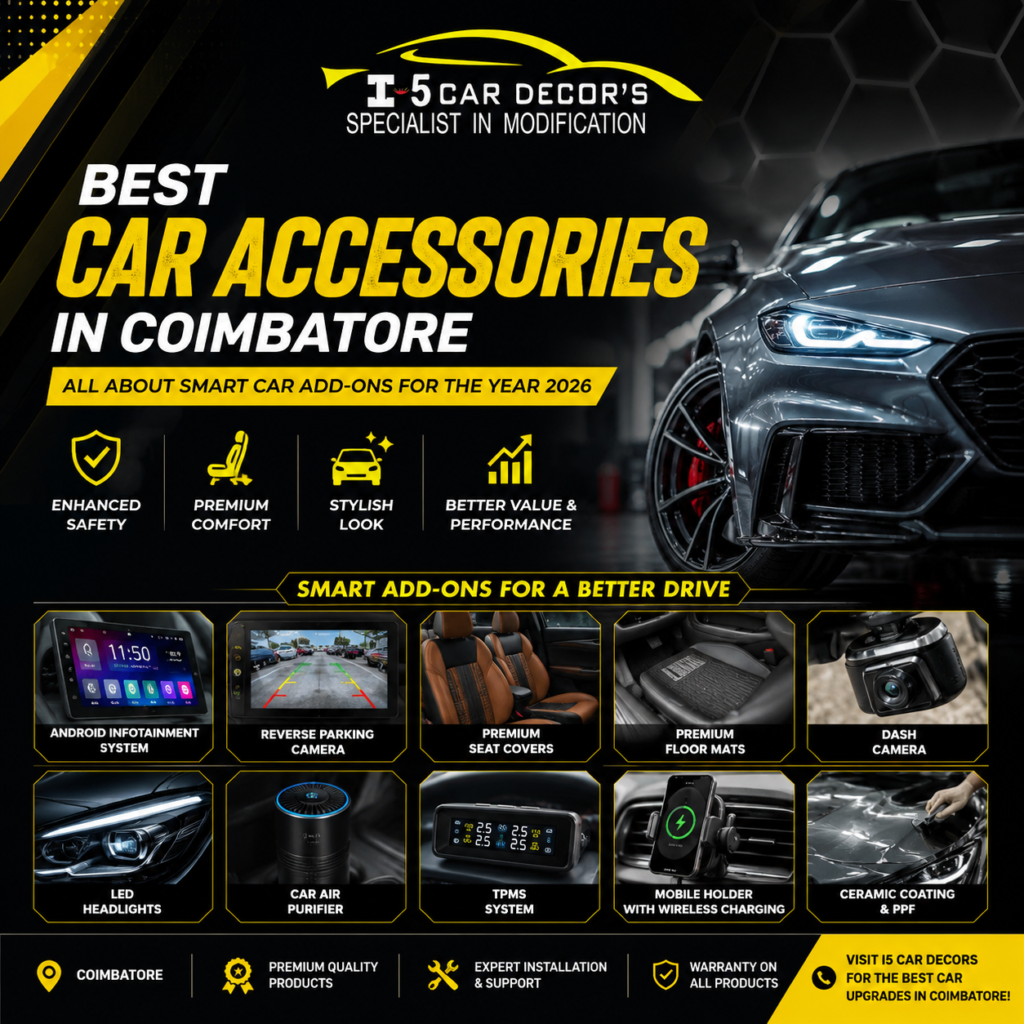 Best Car Accessories in Coimbatore – All about Smart Car Add-Ons for the Year 2026